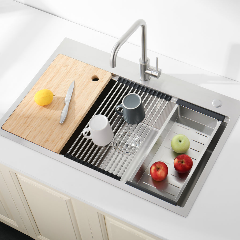 Stainless Steel Kitchen Sink, 33"x22" Single Bowl