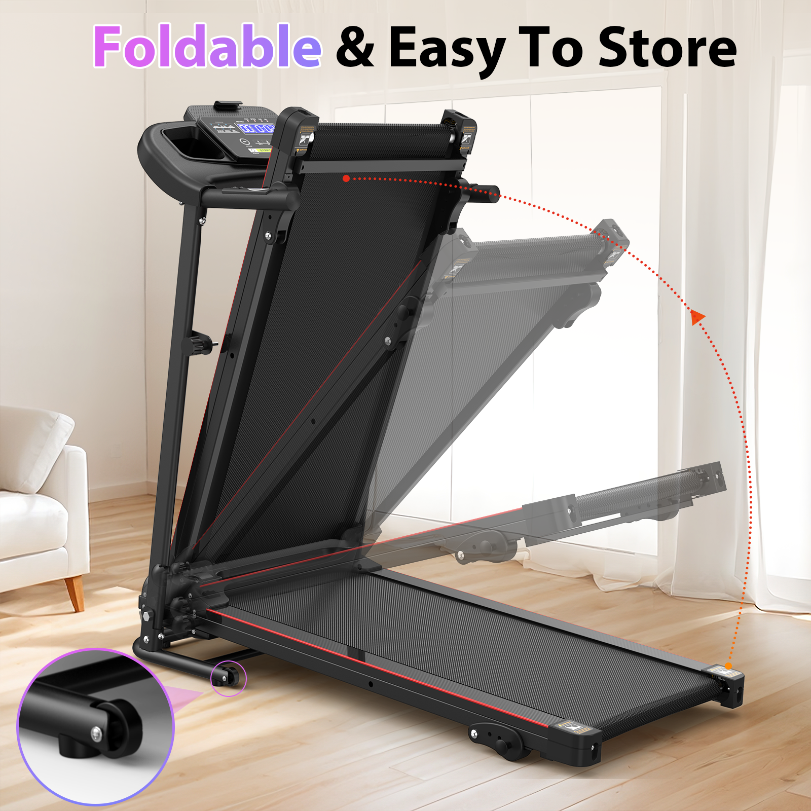 Folding Treadmill with Incline 2.5HP Electric Treadmill for Home