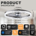 23.6" Ceiling Fans with Lights - Remote & APP Control