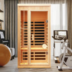 Deluxe One Person Hemlock Infrared Sauna Room with LED Colour Lights