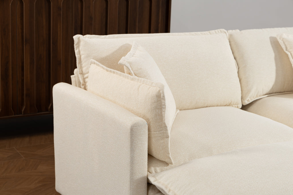 Modern 4-Seat Sectional Sofa with 2 Ottomans