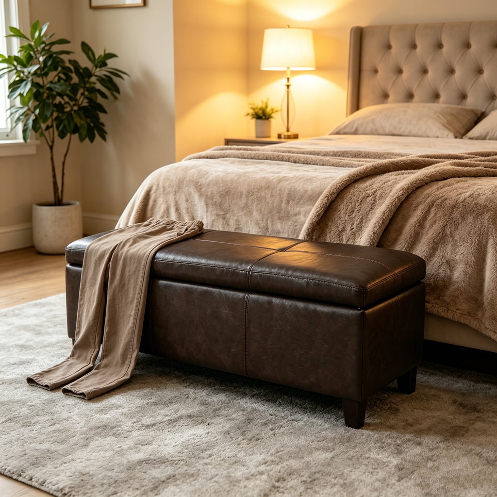 50.25 Inch Wide Contemporary Rectangle Storage Ottoman Bench