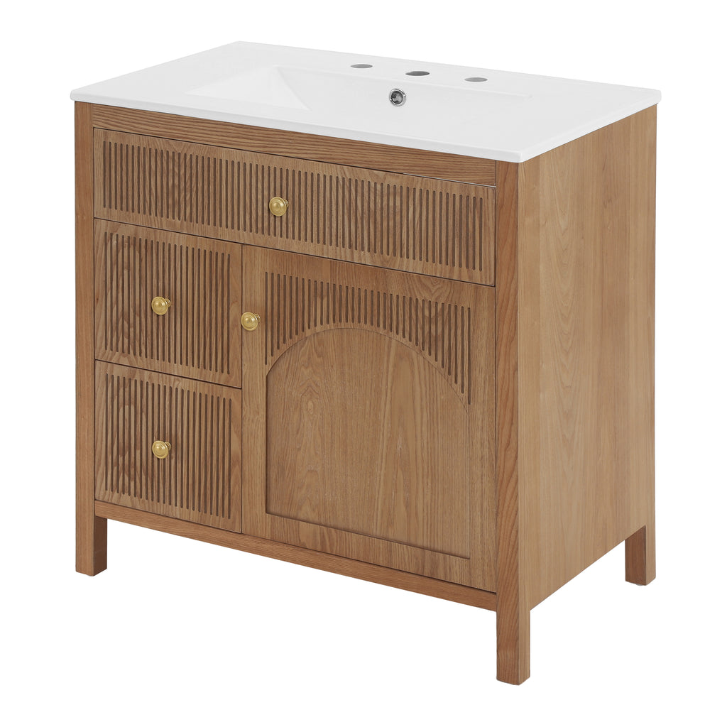 30 Inch Freestanding Farmhouse Bathroom Vanity with Integrated Sink Top