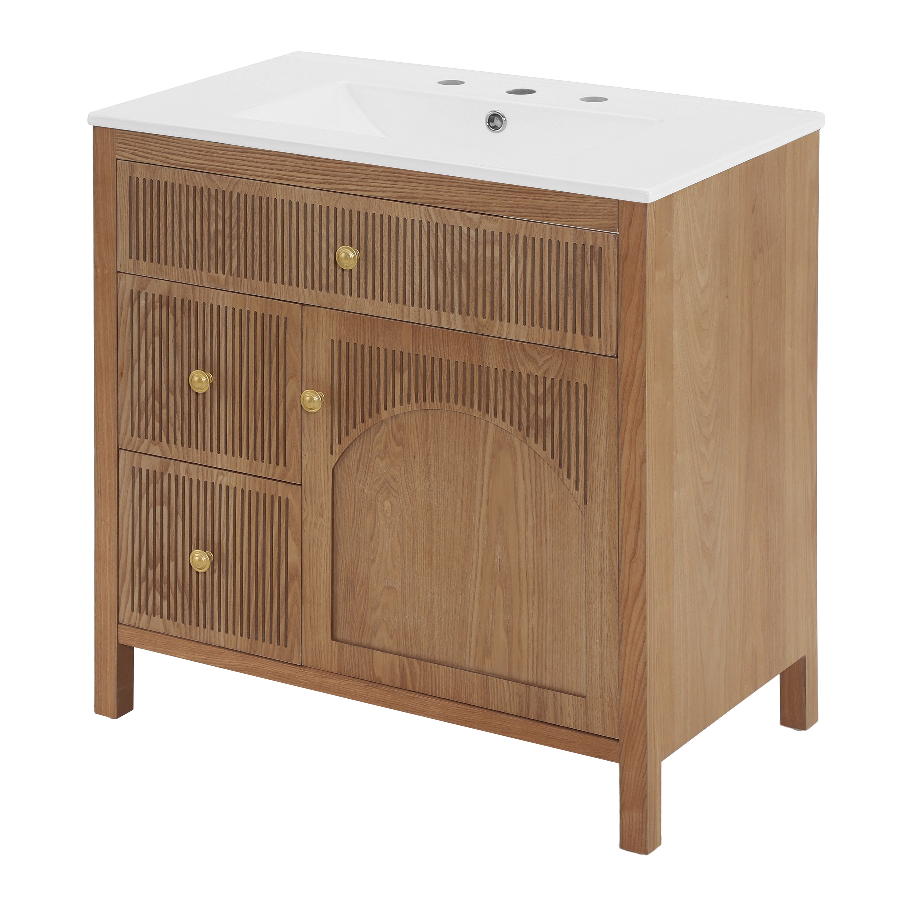 30 Inch Freestanding Farmhouse Bathroom Vanity with Integrated Sink Top