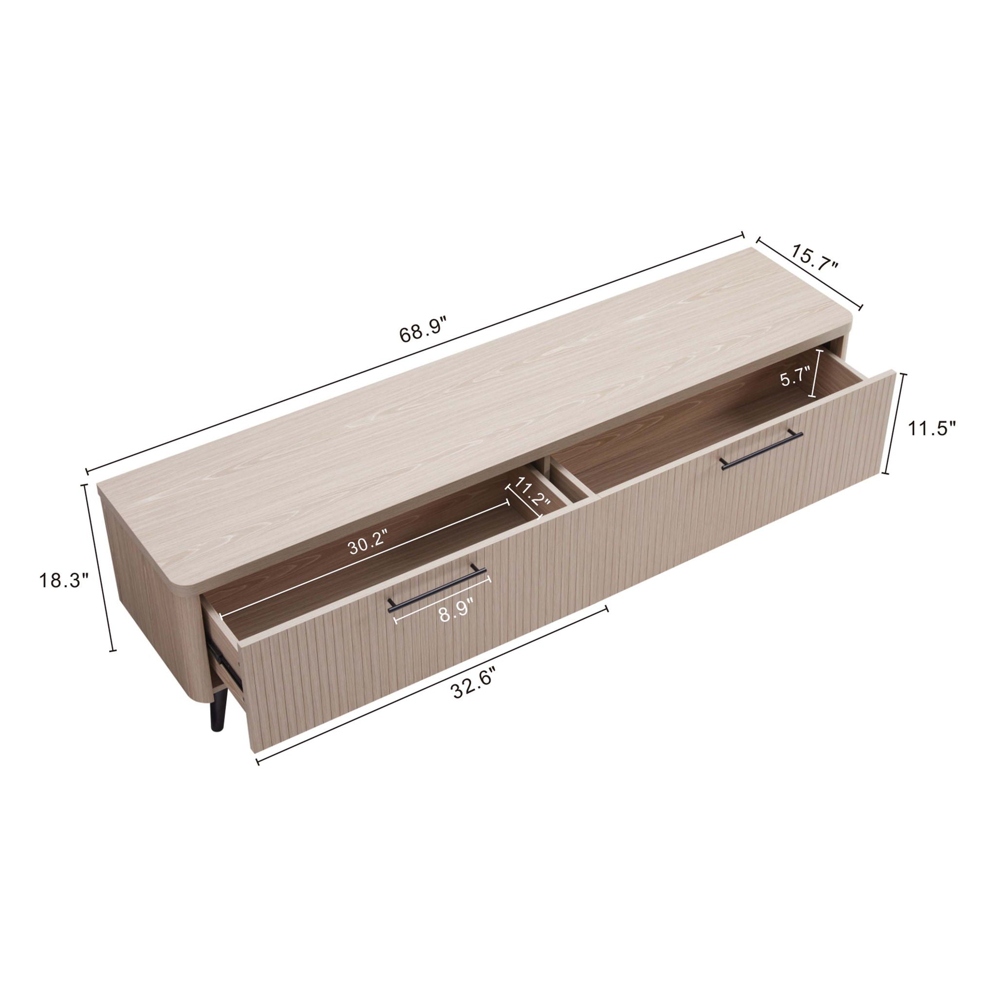 Jodie - Fluted TV Stand - Oak