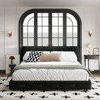 King Size Bed Frame with Tufted Headboard and Extra-Large Cloud Pillow Design