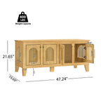 Lars Indoor Rattan Decorated Rubber Wood Dog Crate Cabinet