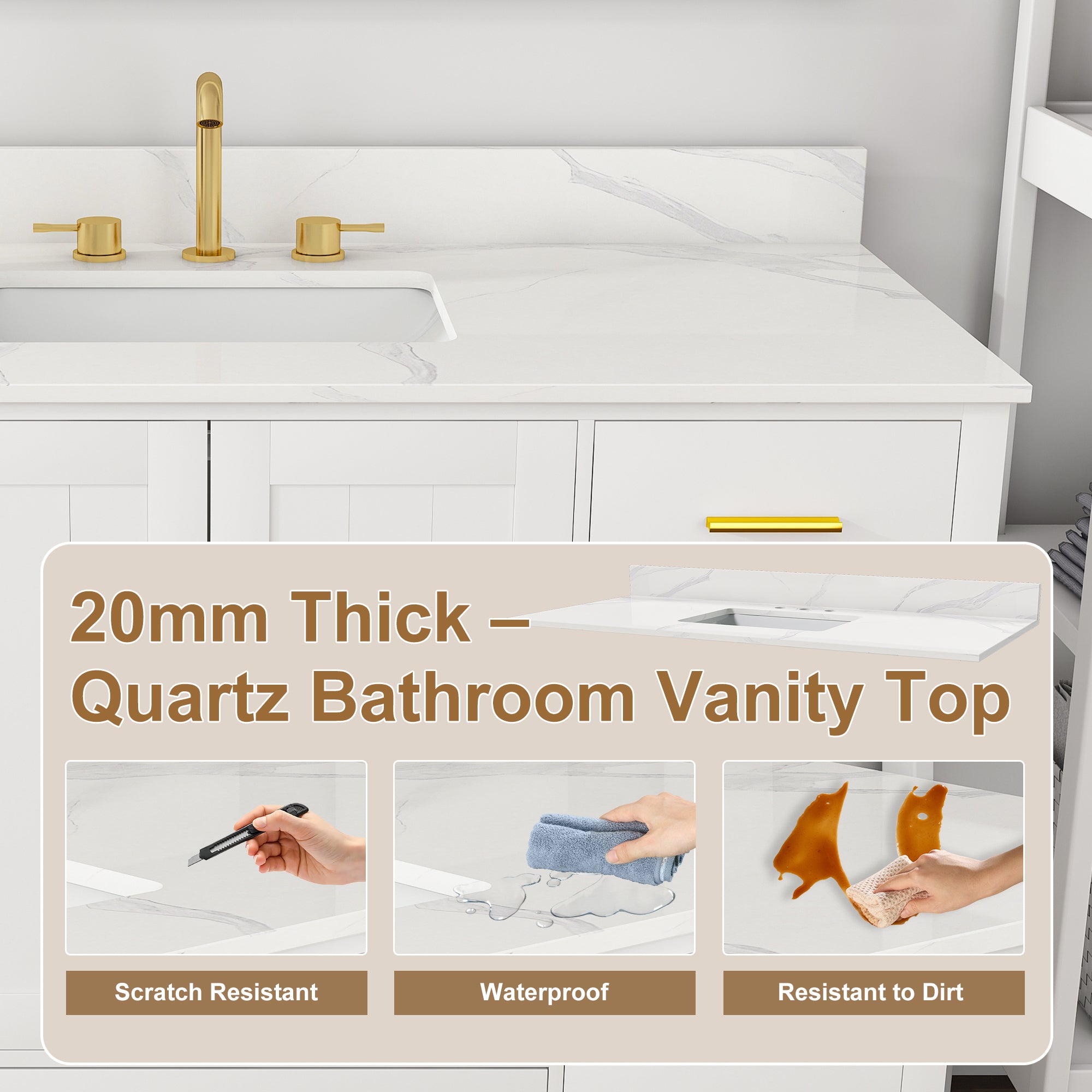48" Modern Solid Wood Bathroom Vanity with Sink