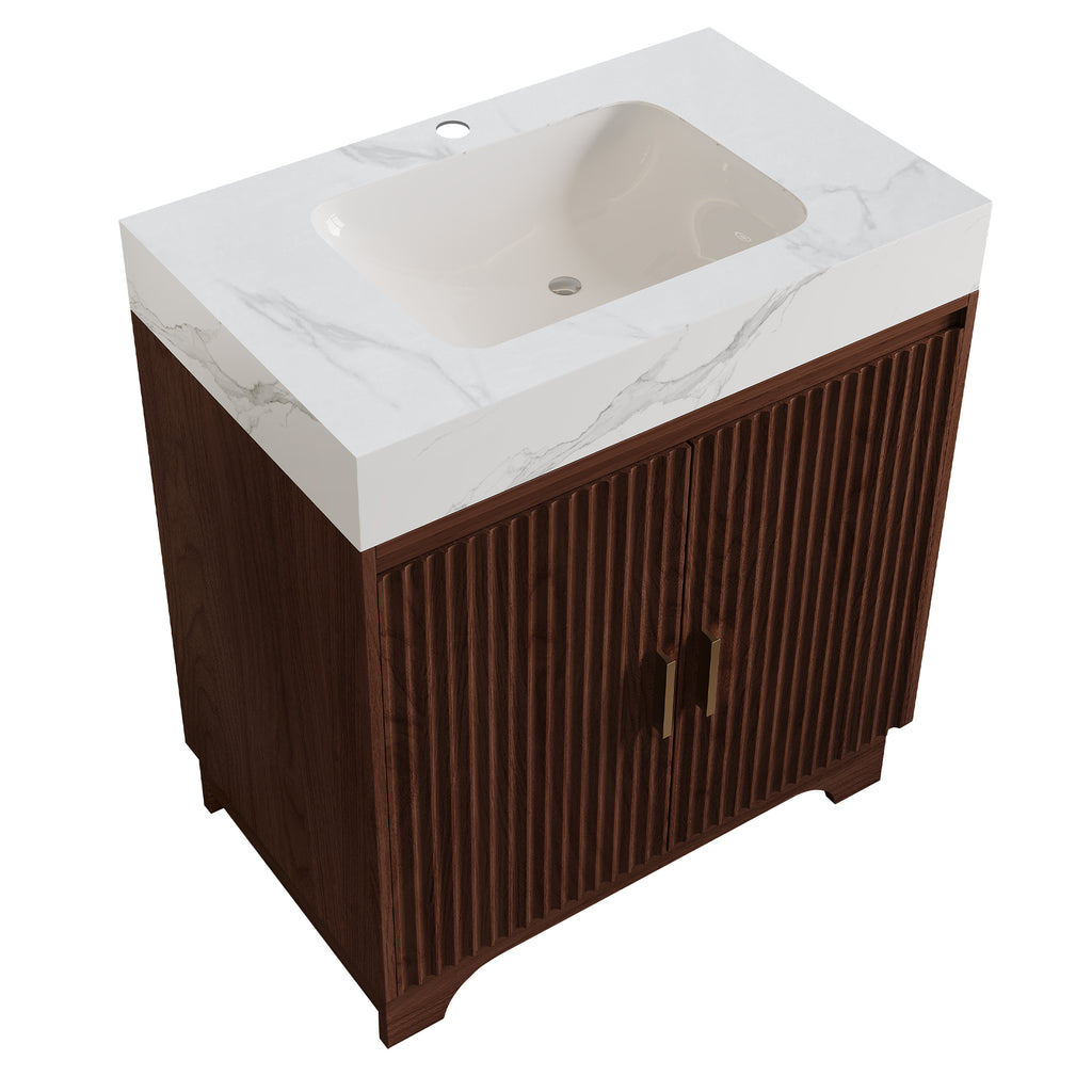 30" Freestanding Sintered Stone Countertop Bathroom Vanity