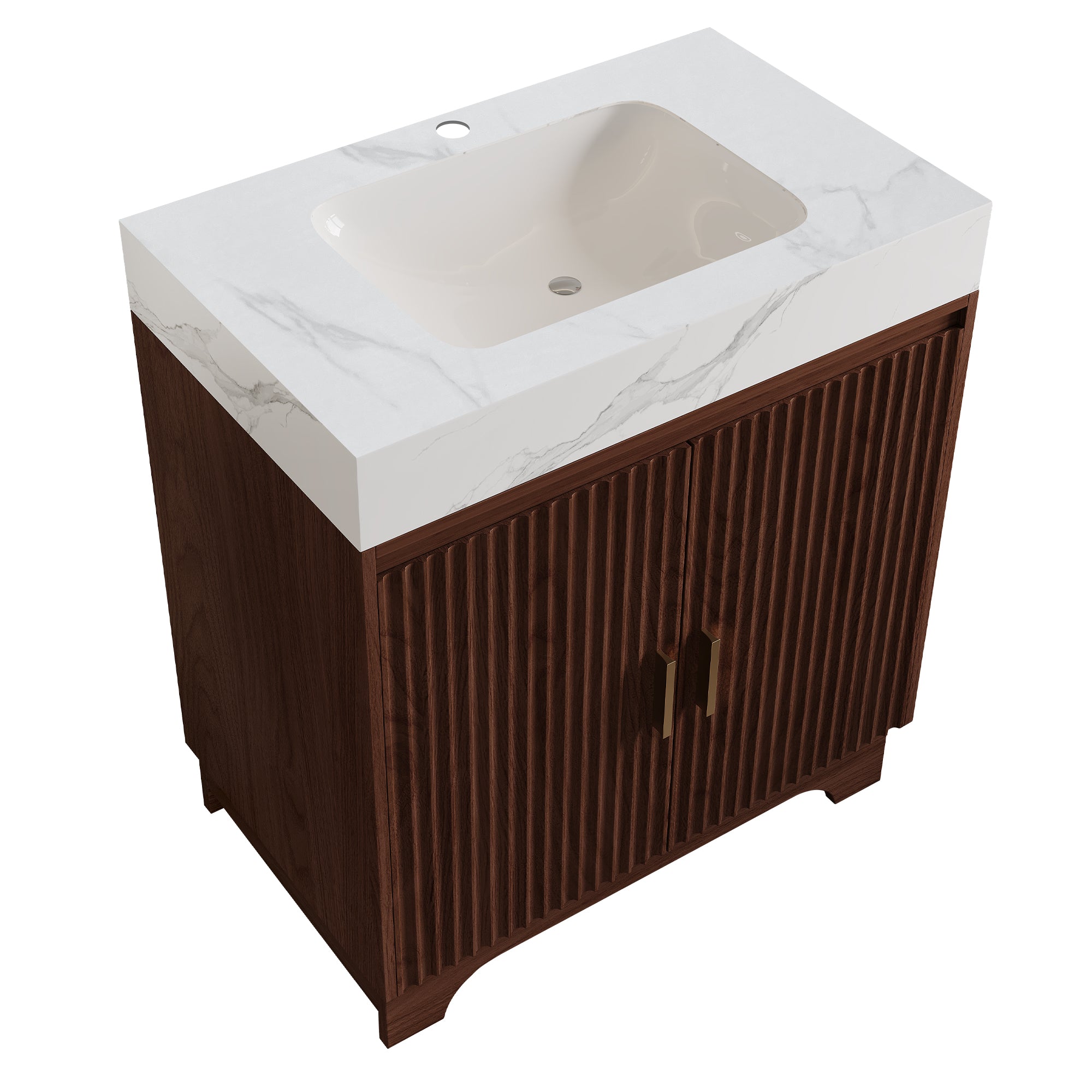 30" Freestanding Sintered Stone Countertop Bathroom Vanity