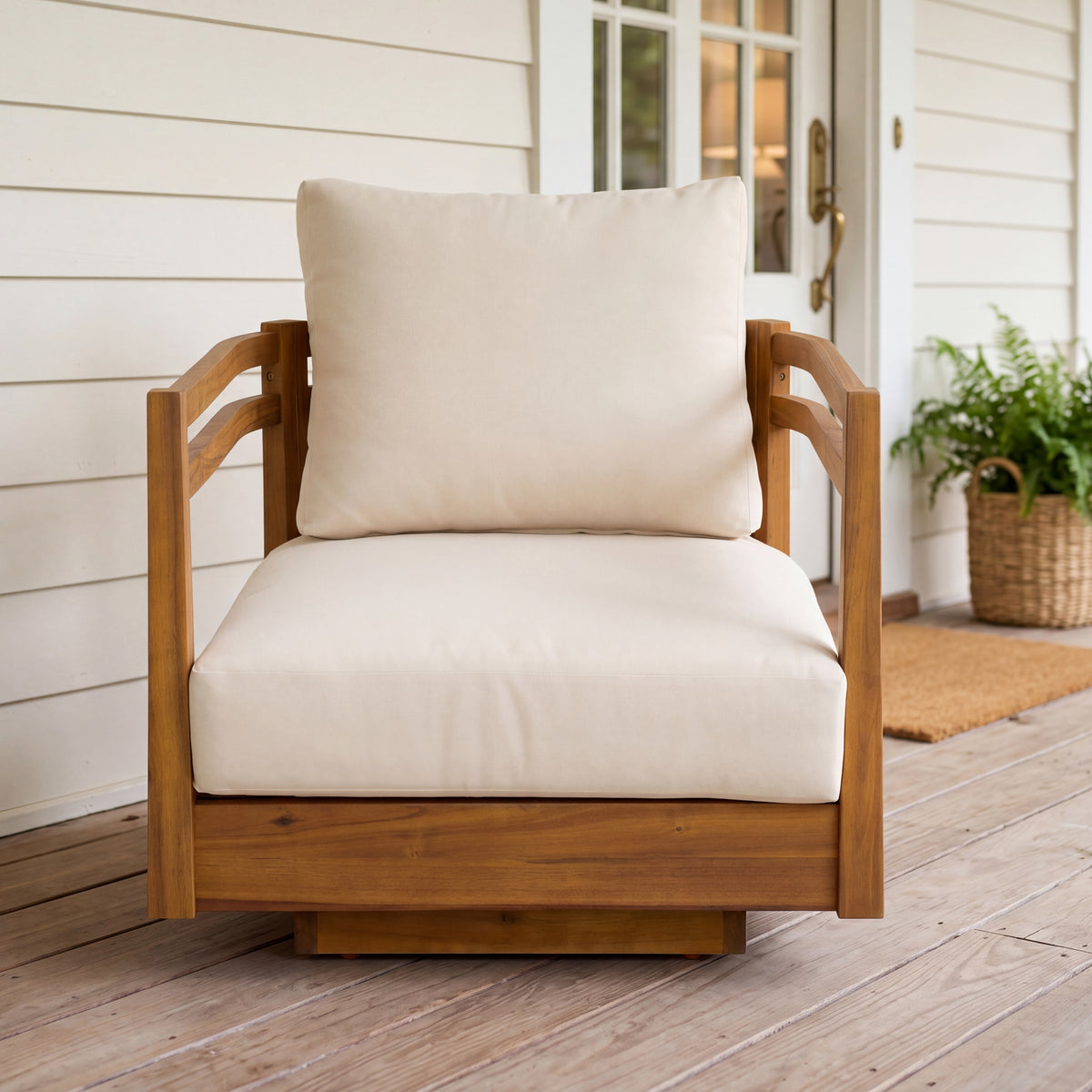 Acacia Wood Outdoor Swivel Chair