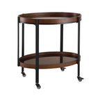 Oval 2 Shelf Dark Kitchen Cart