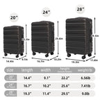 Hifine Tourist 20"/24"/28" 3-Piece ABS Spinner Luggage Set