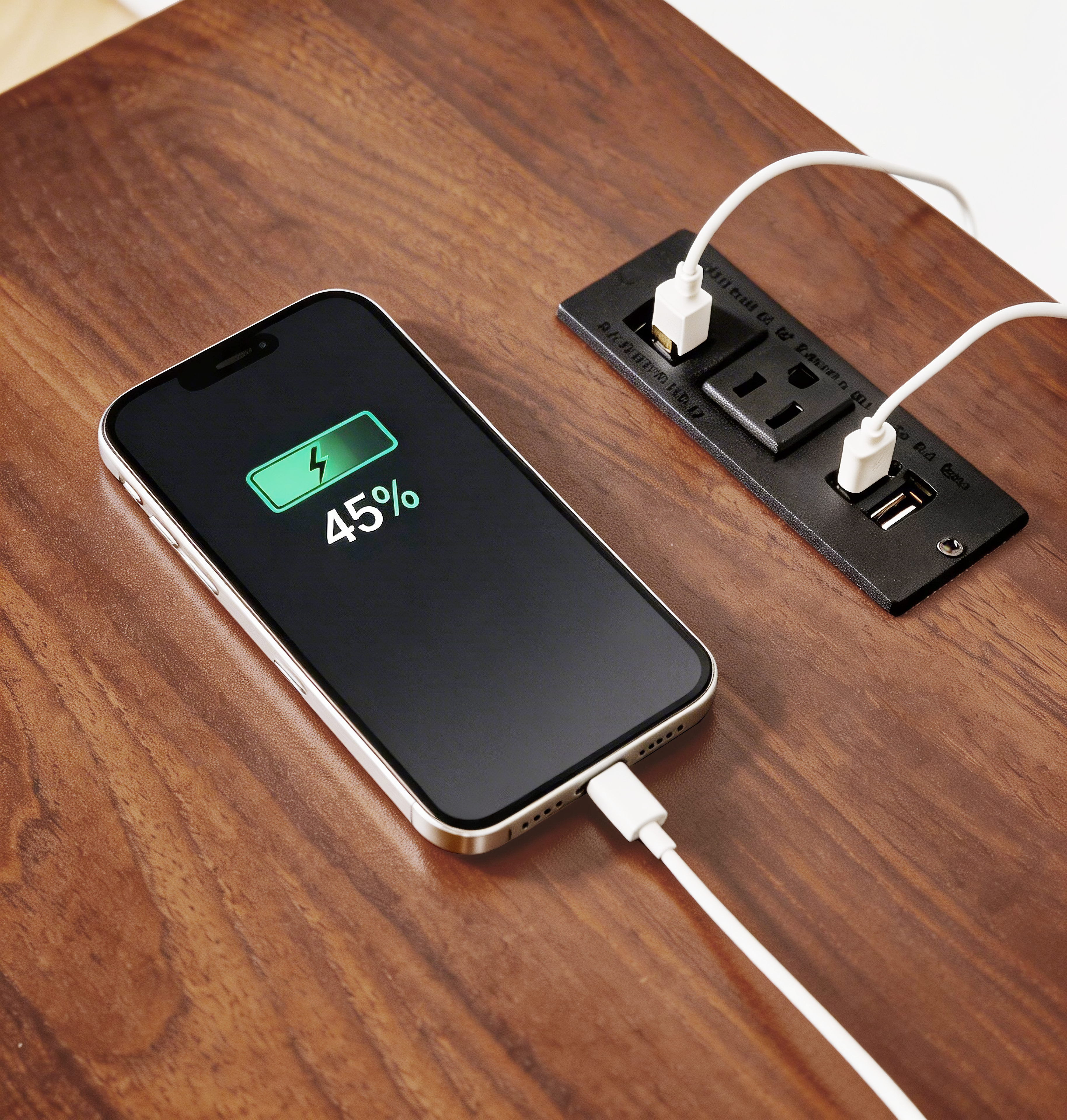 Farmhouse Side Table with Charging Station