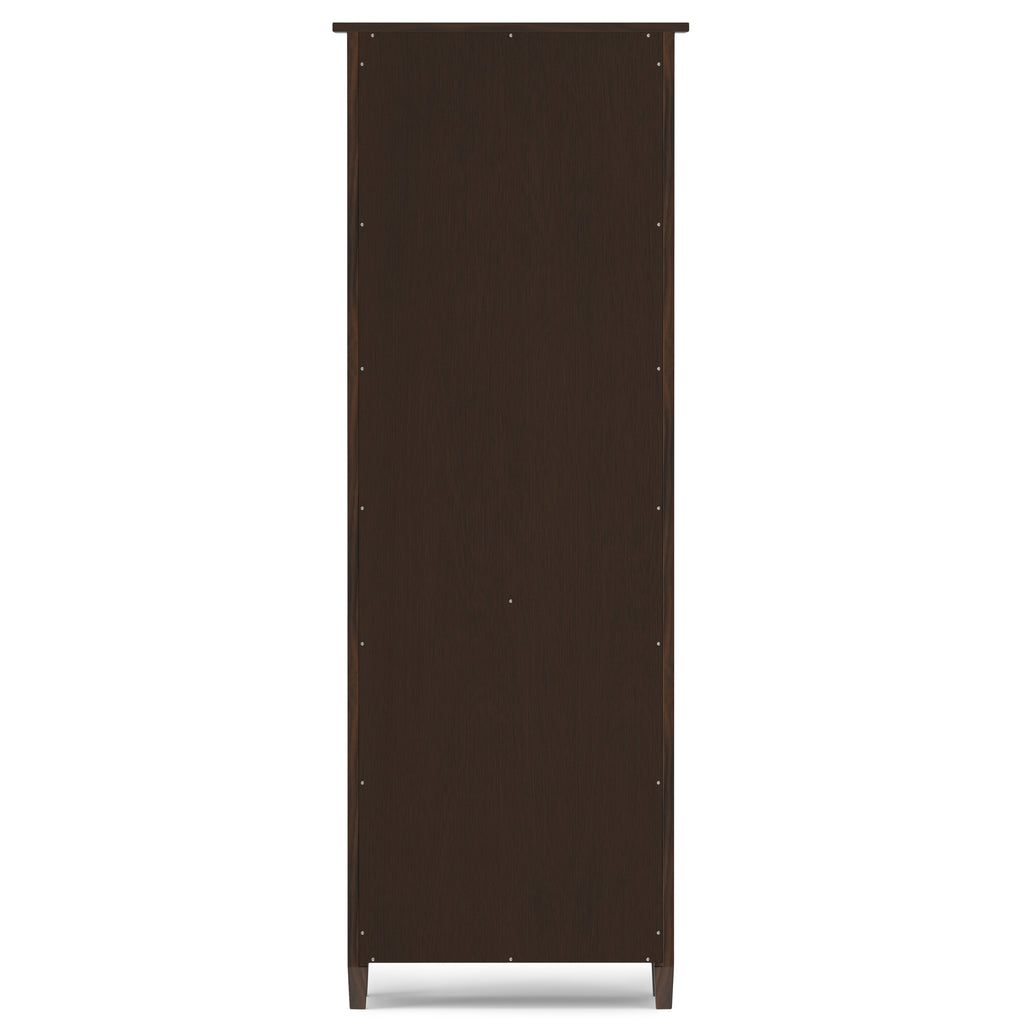 Warm Shaker 72 Inch Tall Solid Wood 5 Shelf Bookcase in Brunette