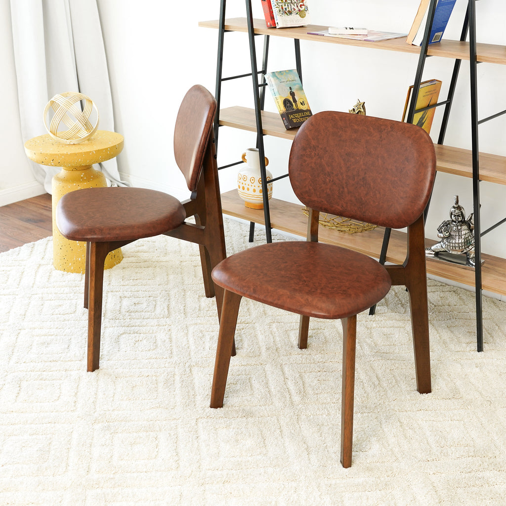 Kelsey Brown Leather Dining Chair Set of 2