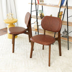 Kelsey Brown Leather Dining Chair Set of 2