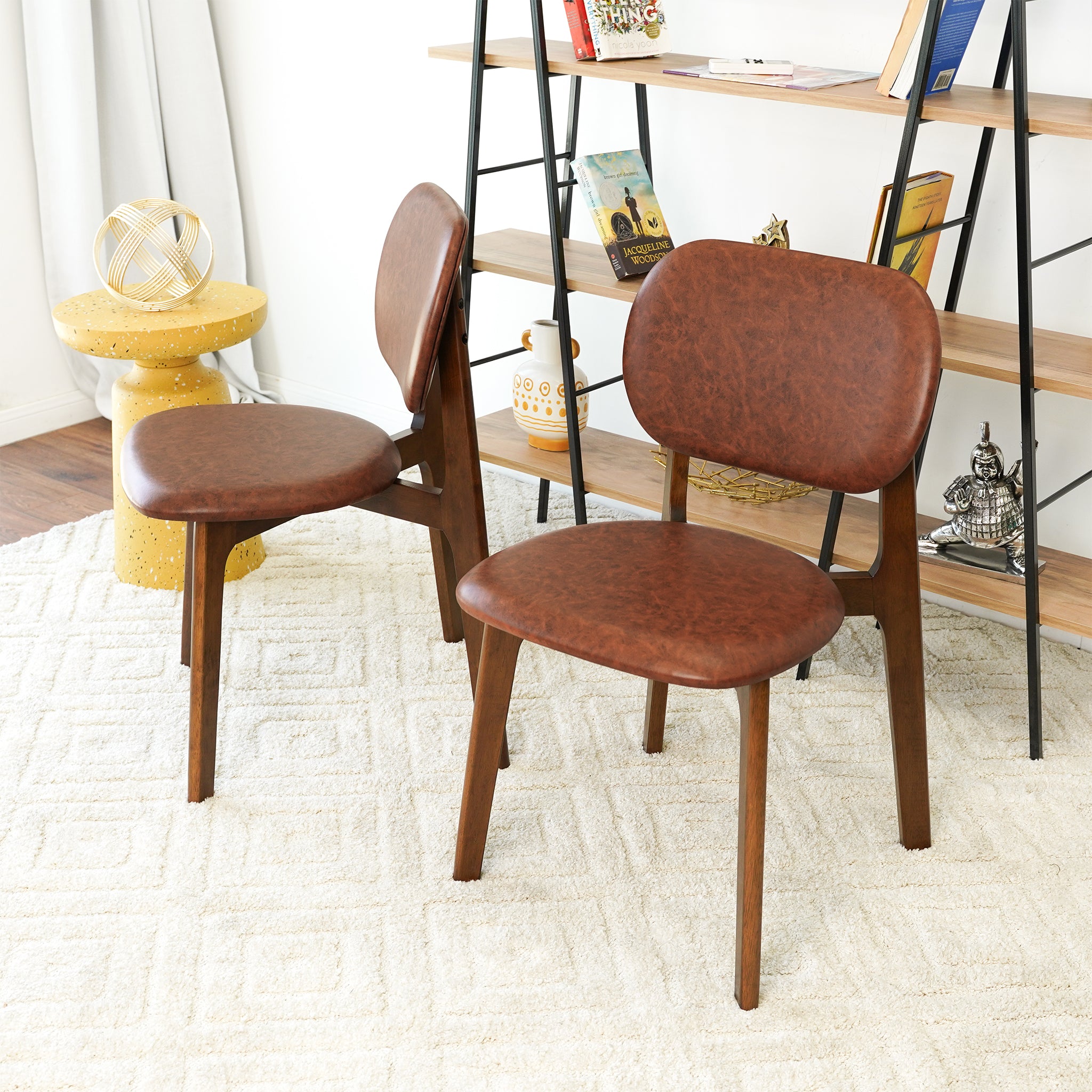 Kelsey Brown Leather Dining Chair Set of 2