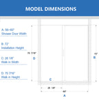 56-60" W x 72" H Semi-Frameless Sliding Shower Door