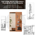 Cherry Color Wall-Mounted Full-Length Mirror