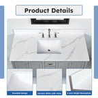 49-Inch Quartz Bathroom Vanity Top with Undermount Sink