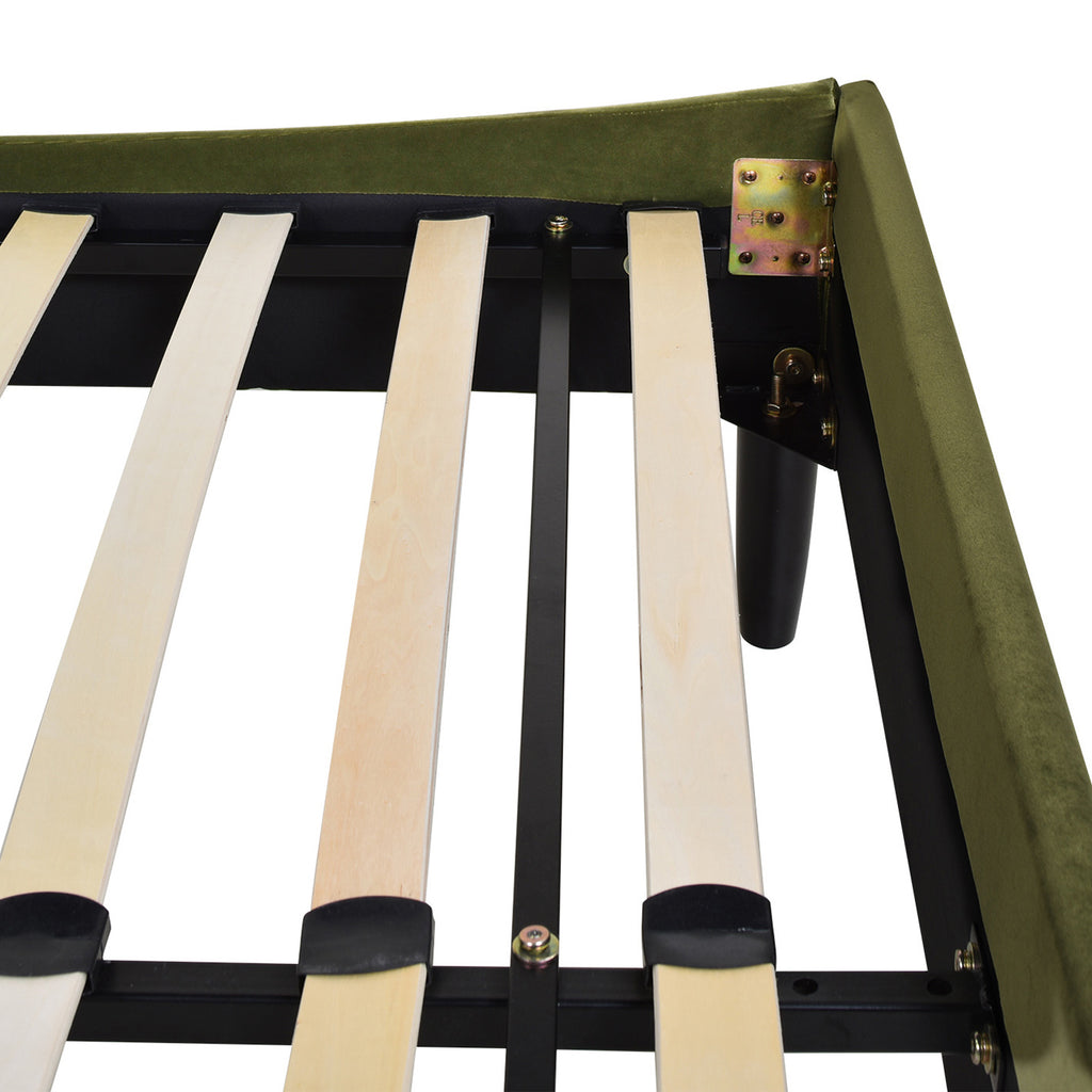 Aspen Vertical Tufted Modern Headboard Platform Bed Set, Queen, Olive
