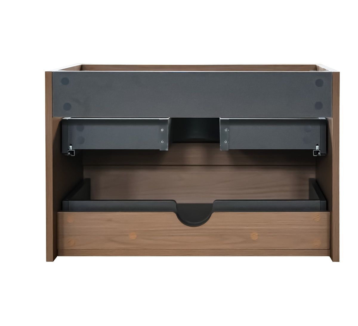 Alice Wall Mount Bathroom Vanity Cabinet, 30-Inch, Walnut Brown, Without Basin