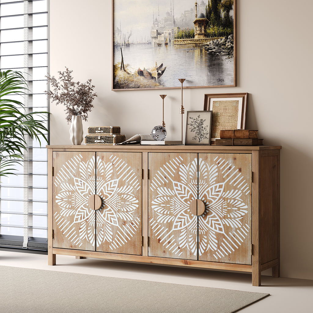 60" Wood Accent Cabinet with 4 Doors