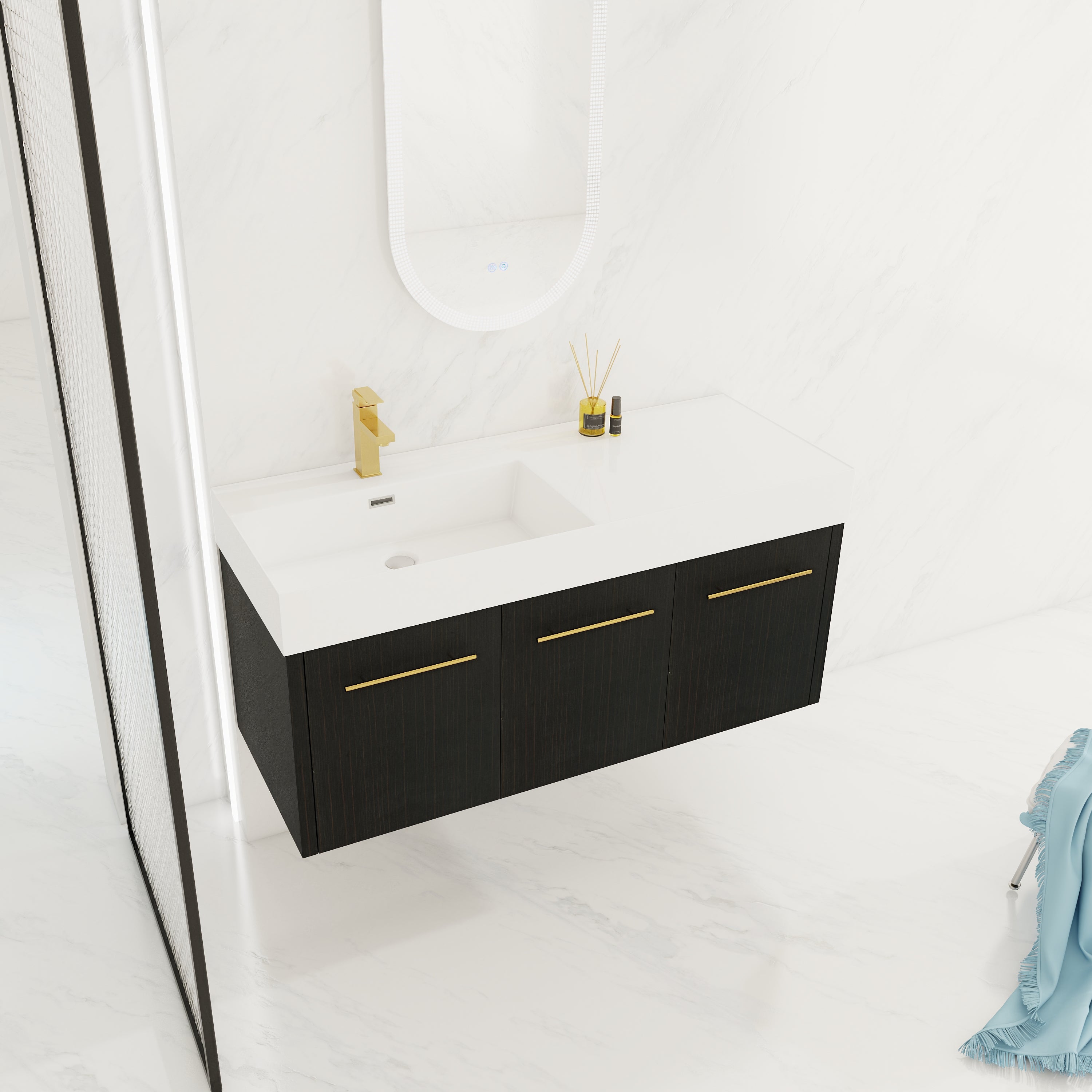 48 Inch Wall-Mounted Bathroom Vanity with Sink
