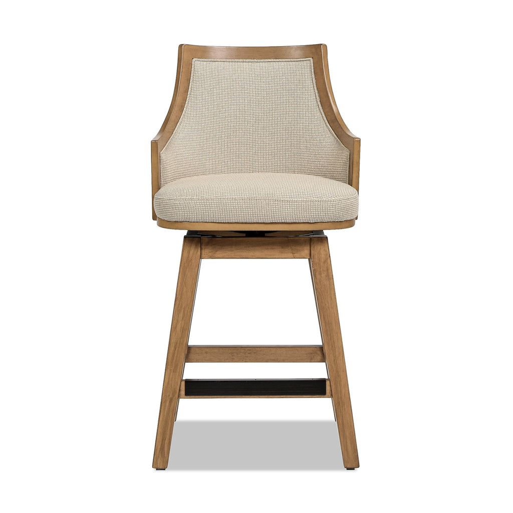 Bahama 26-Inch Cane Rattan High-Back Swivel Counter Stool, Beige