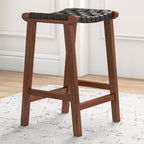 James Mid-Century Modern Genuine Leather Counter Stool
