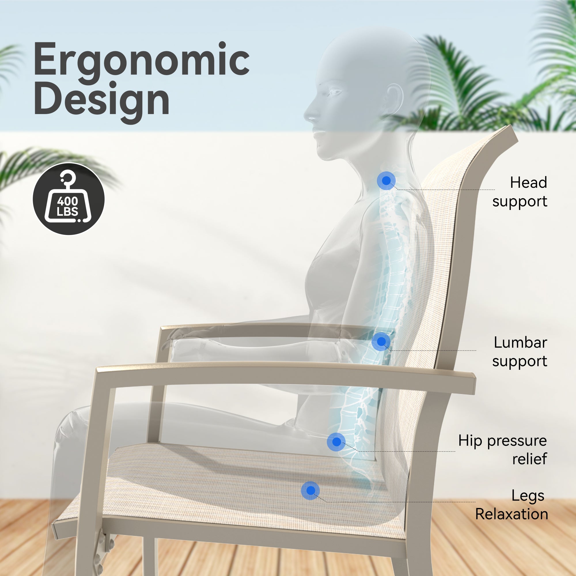 VRSHWO Garden Patio Chairs Set of 2