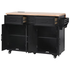 K&K 56.5'' Kitchen Island with Drop Leaf and Power Outlet