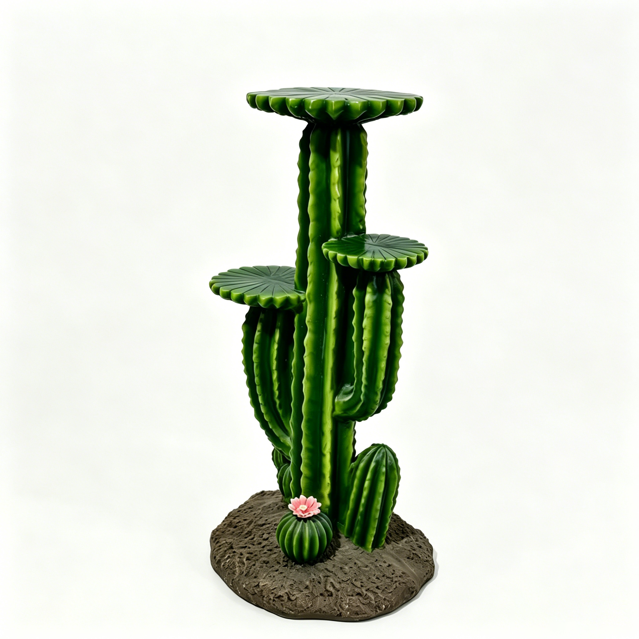32" Resin Saguaro Cactus Plant Stand with 3 Display Shelves