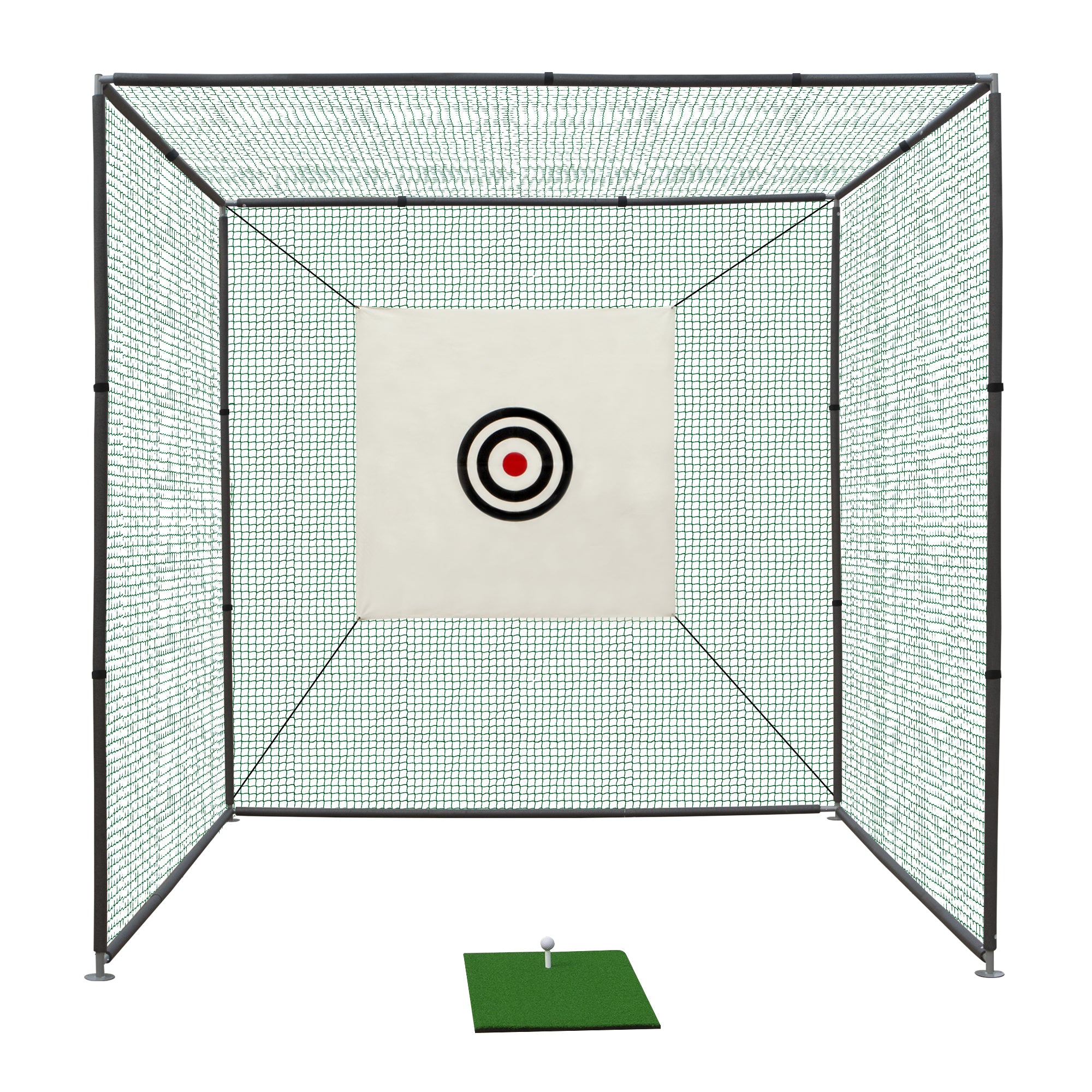 10x10x10ft Golf Practice Net Cage with Metal Frame Hitting Net Kit