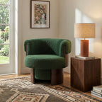 Modern 32'' Wide Curved Sculptural Swivel Barrel Chair