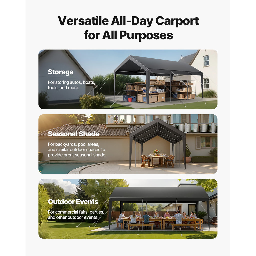 Carport Car Canopy 10 x 20 FT Heavy Duty Portable Car Garage Shelter Tent