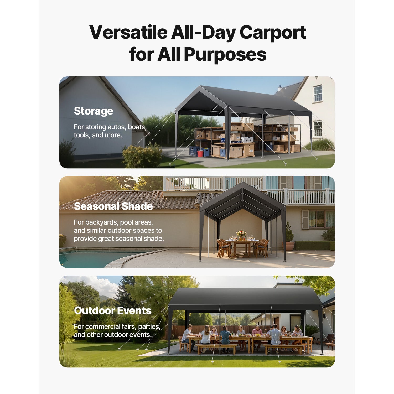 Carport Car Canopy 10 x 20 FT Heavy Duty Portable Car Garage Shelter Tent