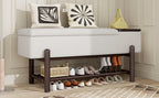 TREXM Farmhouse Upholstered Storage Bench
