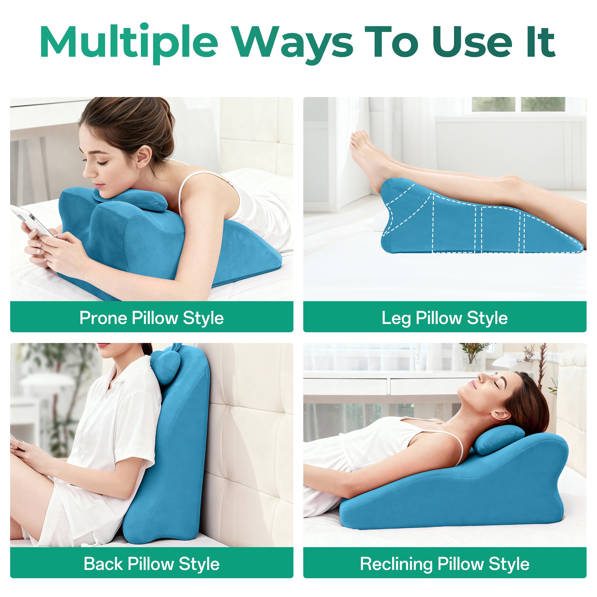 Ergonomic Spinal Posture Support & Multi-Functional Bed Pillow