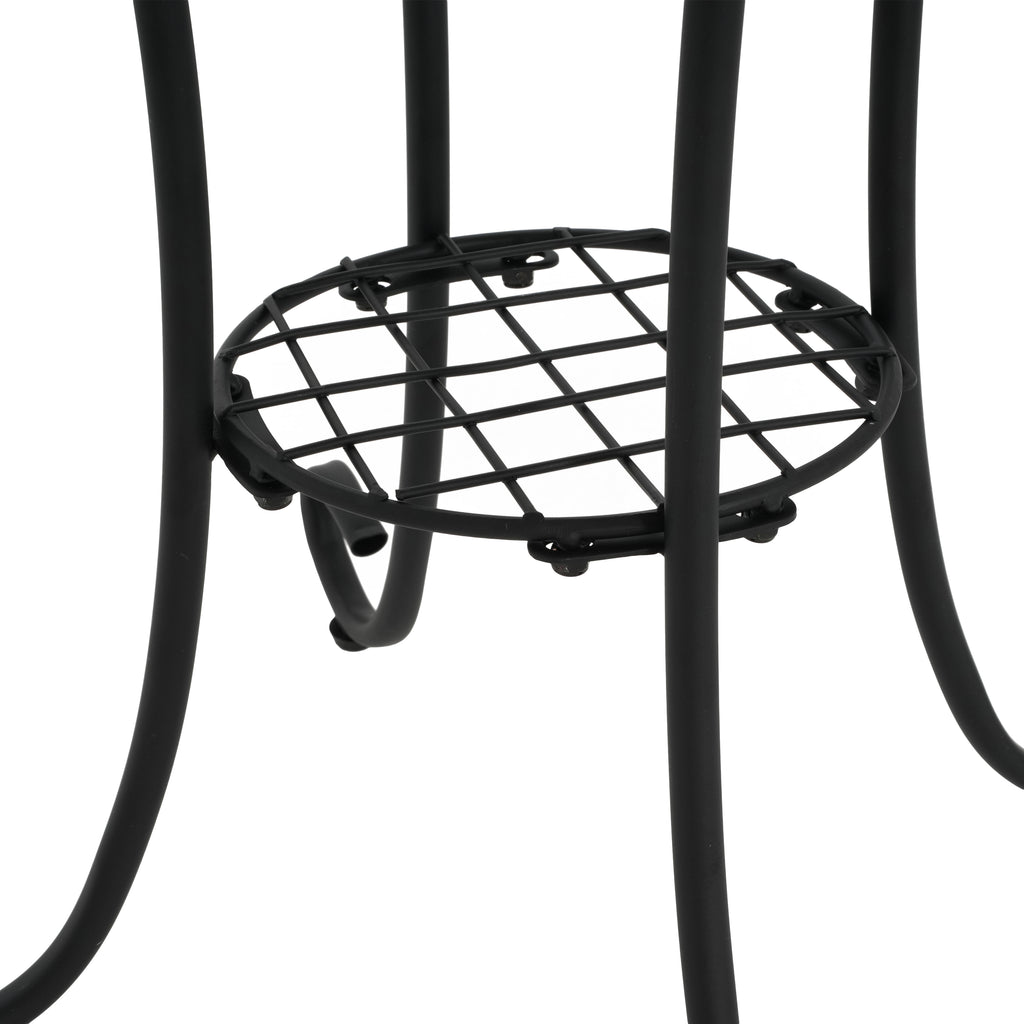 Patio Side Table with Shelf in Brown and Black