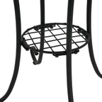 Patio Side Table with Shelf in Brown and Black