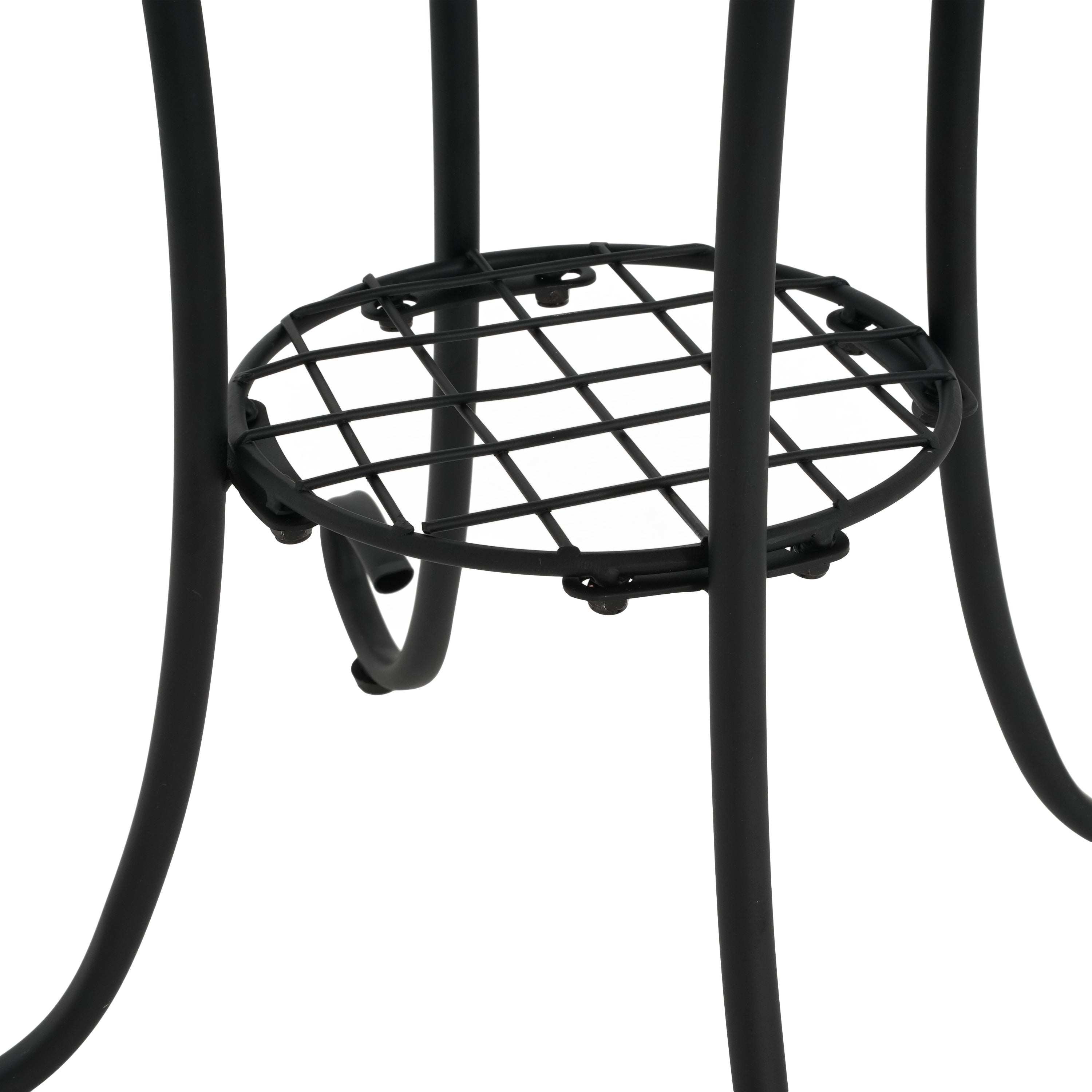 Patio Side Table with Shelf in Brown and Black