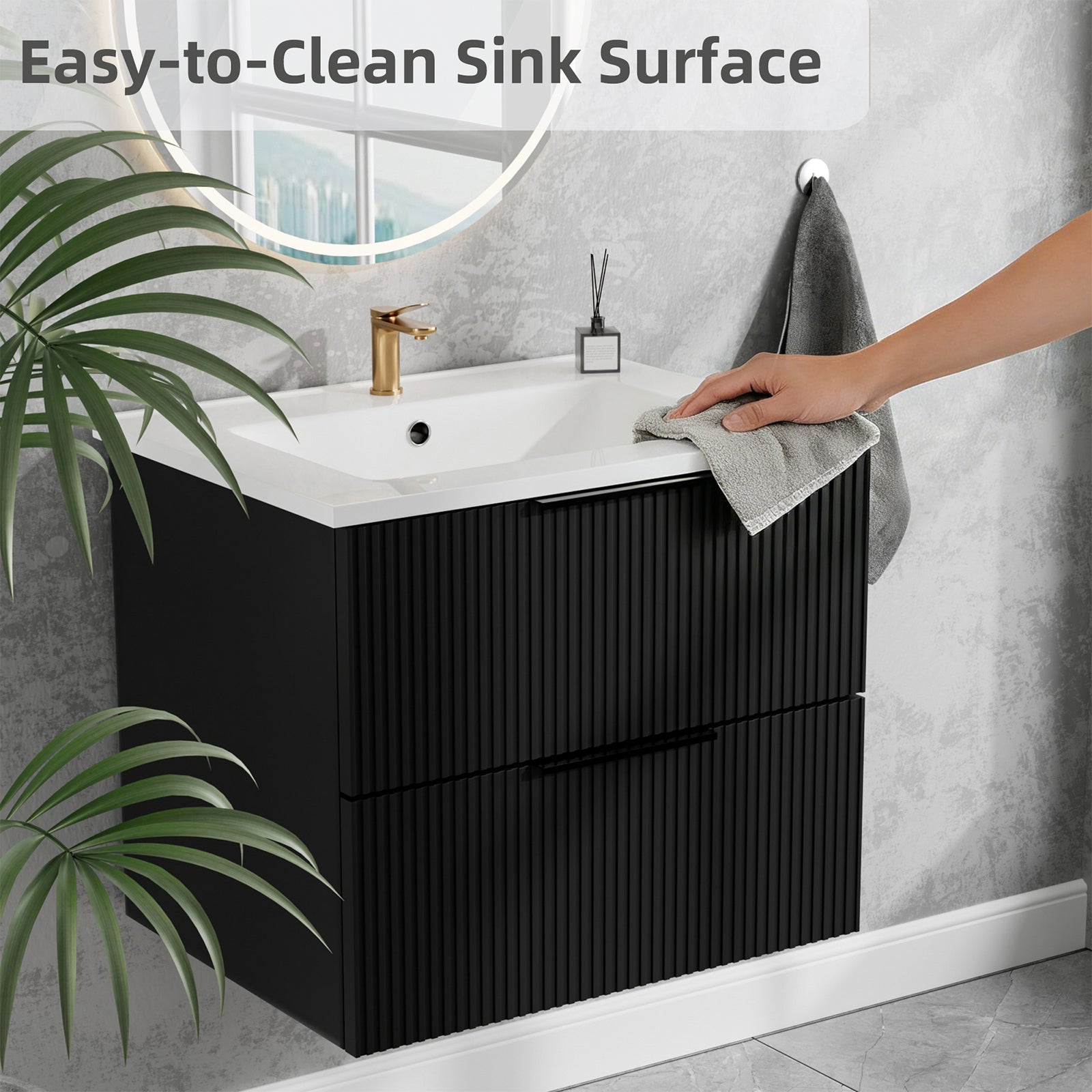 24 Inch Bathroom Vanity Cabinet With Ceramic Sink