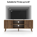 55-Inch Wooden TV Cabinet with 2 Vertical Groove Doors