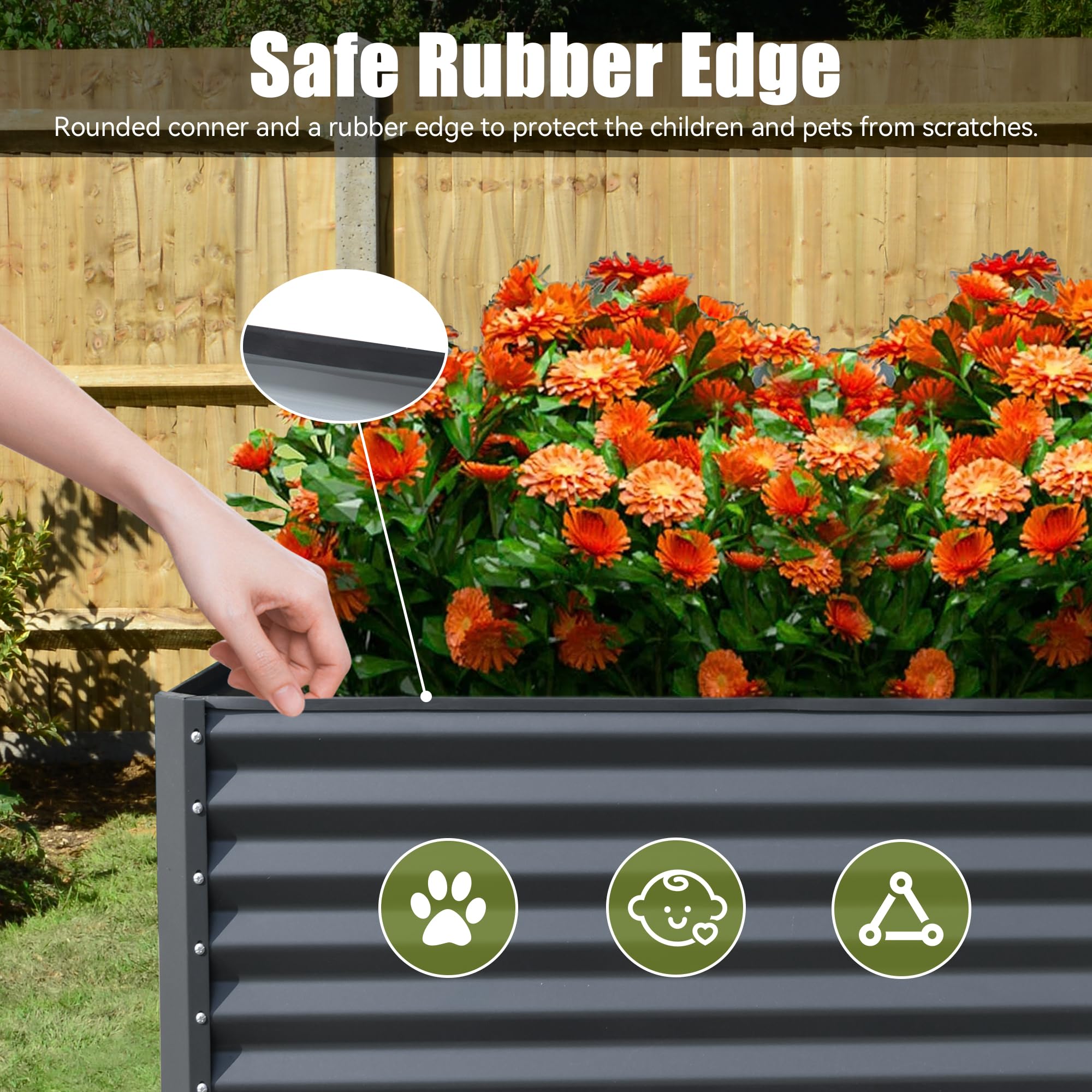 8x4x2 ft Galvanized Raised Garden Bed