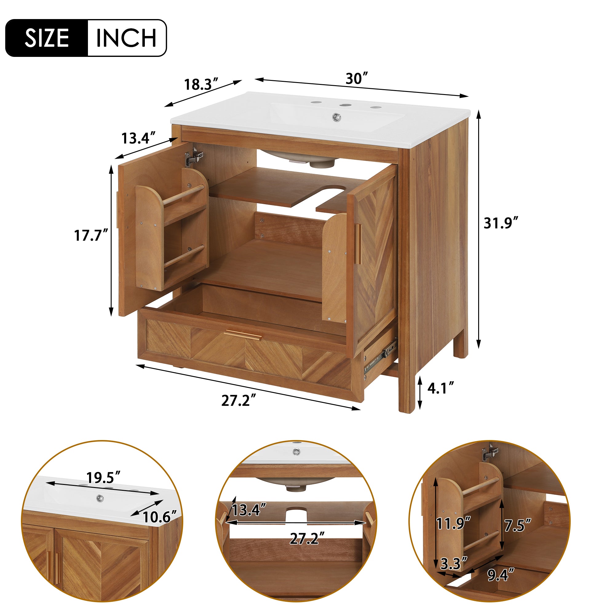 30 Inch Freestanding Farmhouse Bathroom Vanity