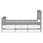 Twin Size Platform Storage Bed with 6 Drawers, Grey