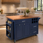 51.54" Rolling Kitchen Island Cart with Drop-Leaf