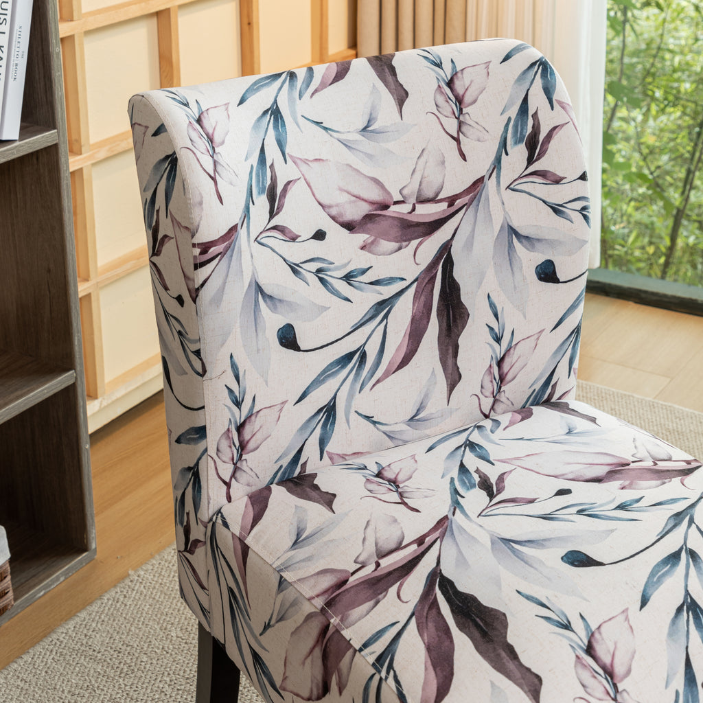 Capa Print Fabric Armless Contemporary Accent Chair